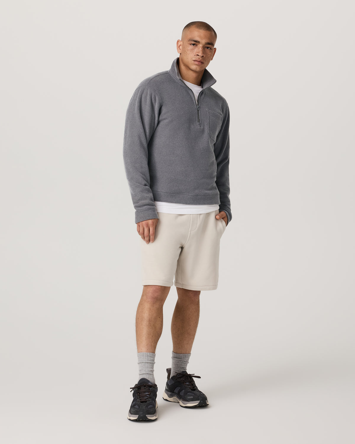 Beach Fleece 1/2 Zip - Relaxed Pinecone Heather Pullover | Vuori For sale