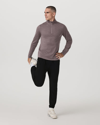 Ponto 1/2 Zip Mock Neck Men's Huckleberry Heather Top | Vuori Discount