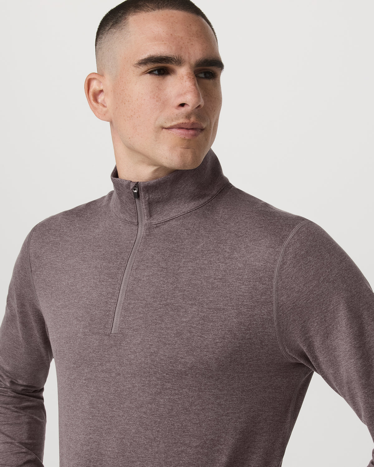Ponto 1/2 Zip Mock Neck Men's Huckleberry Heather Top | Vuori Discount