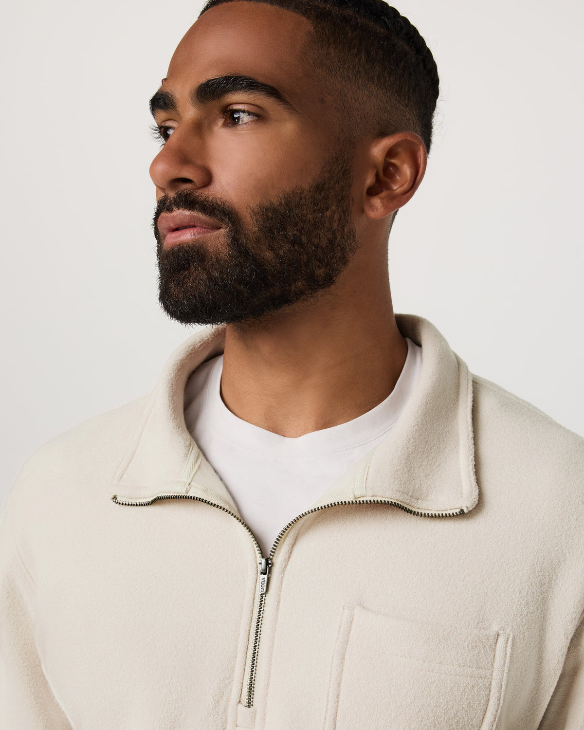 Beach Fleece 1/2 Zip - Relaxed Bone Heather Pullover | Vuori