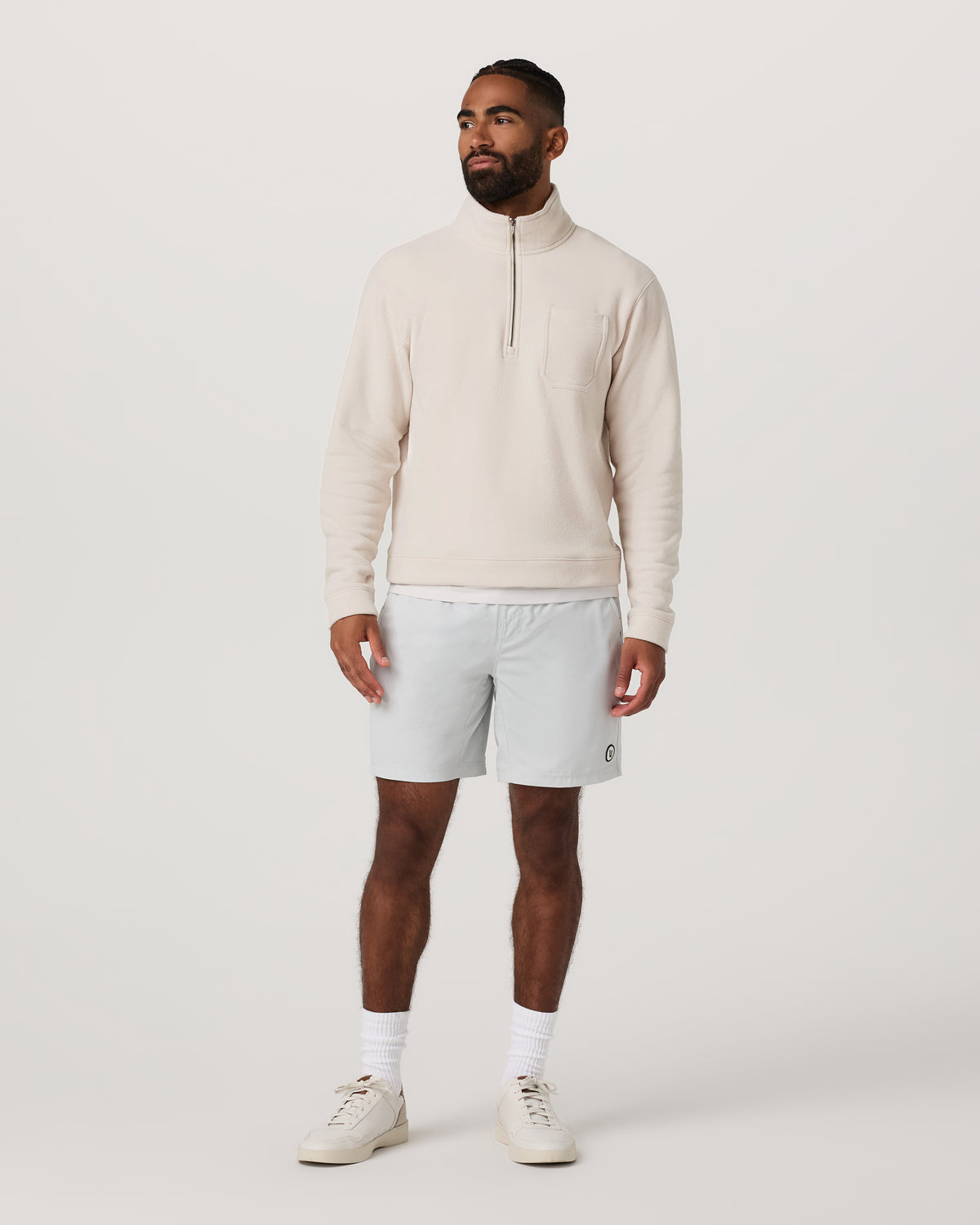 Beach Fleece 1/2 Zip - Relaxed Bone Heather Pullover | Vuori