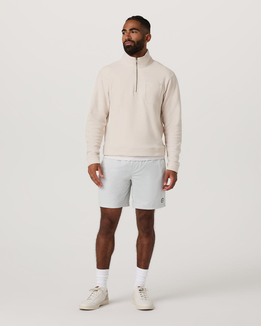 Beach Fleece 1/2 Zip - Relaxed Bone Heather Pullover | Vuori