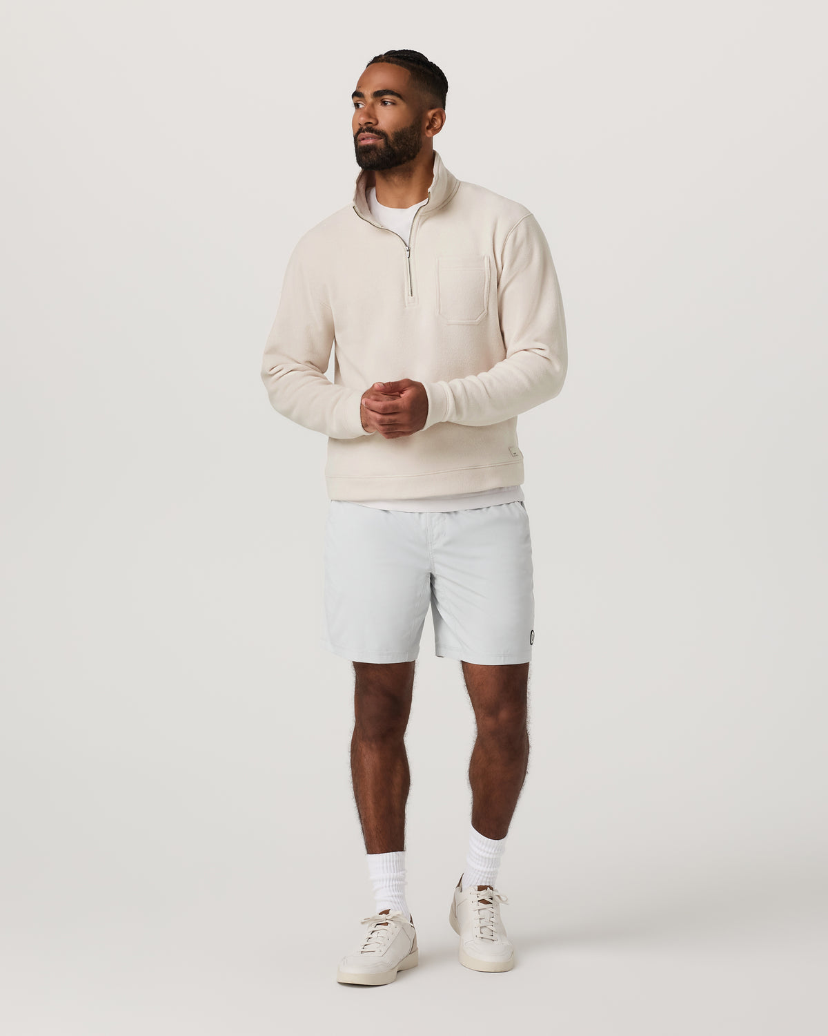 Beach Fleece 1/2 Zip - Relaxed Bone Heather Pullover | Vuori