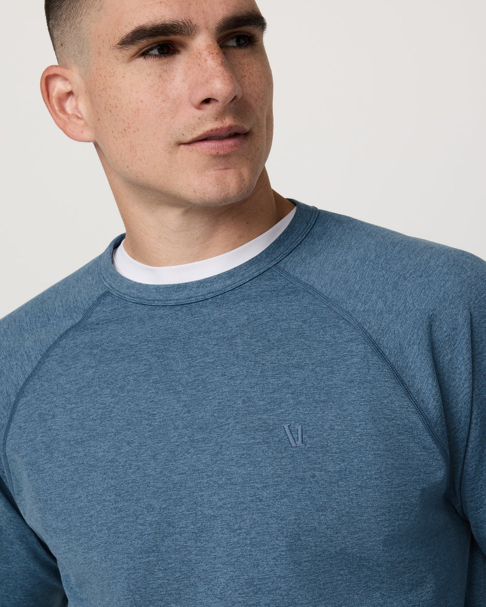 Coronado Crew - Relaxed Fit Pool Blue Heather Crewneck | Vuori Online