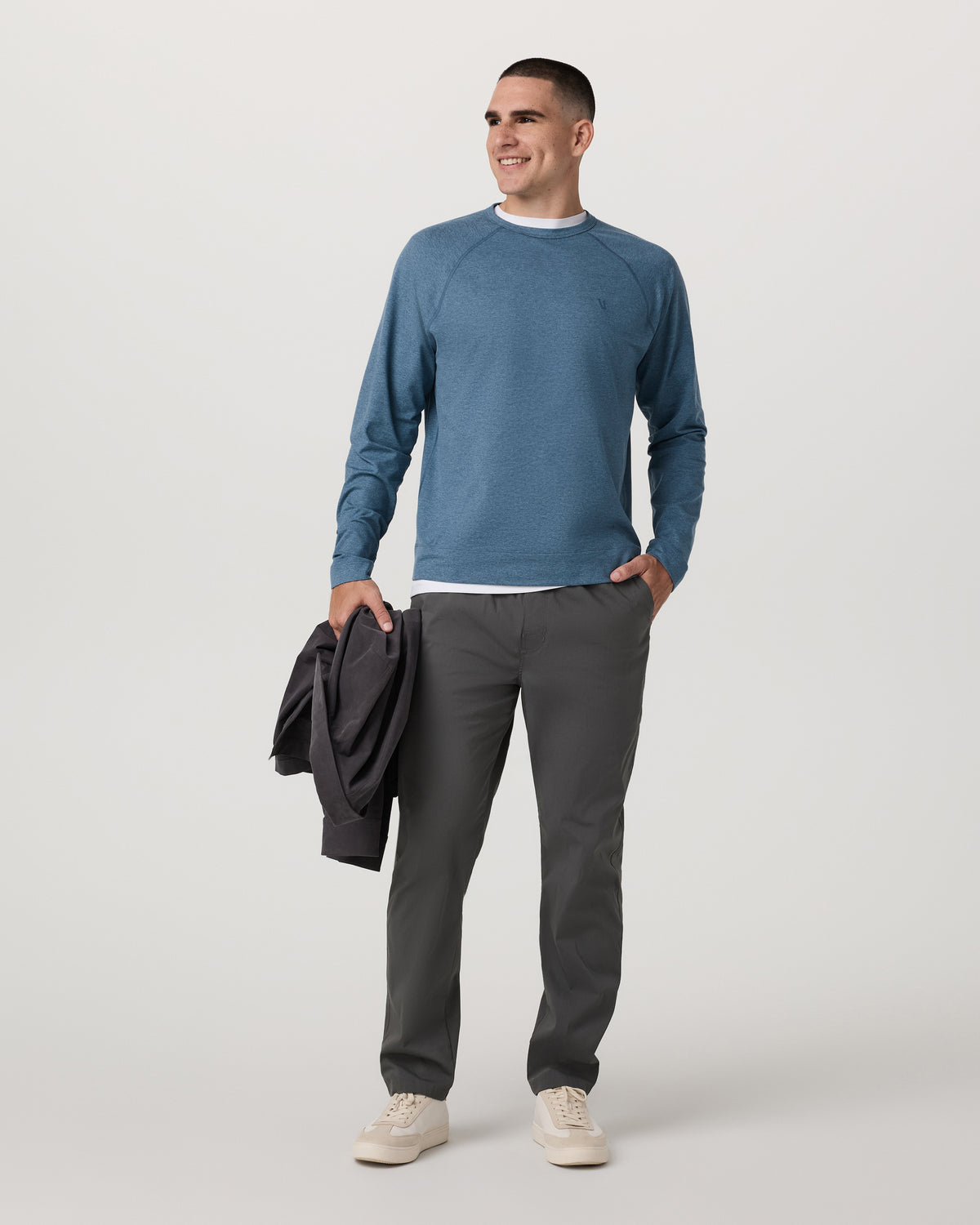 Coronado Crew - Relaxed Fit Pool Blue Heather Crewneck | Vuori Online