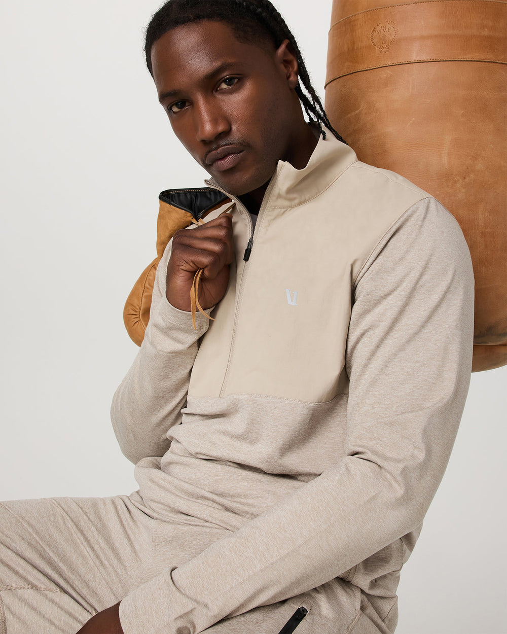 Sunday Element 1/2 Zip Men's Toast Heather Pullover | Vuori Clothing