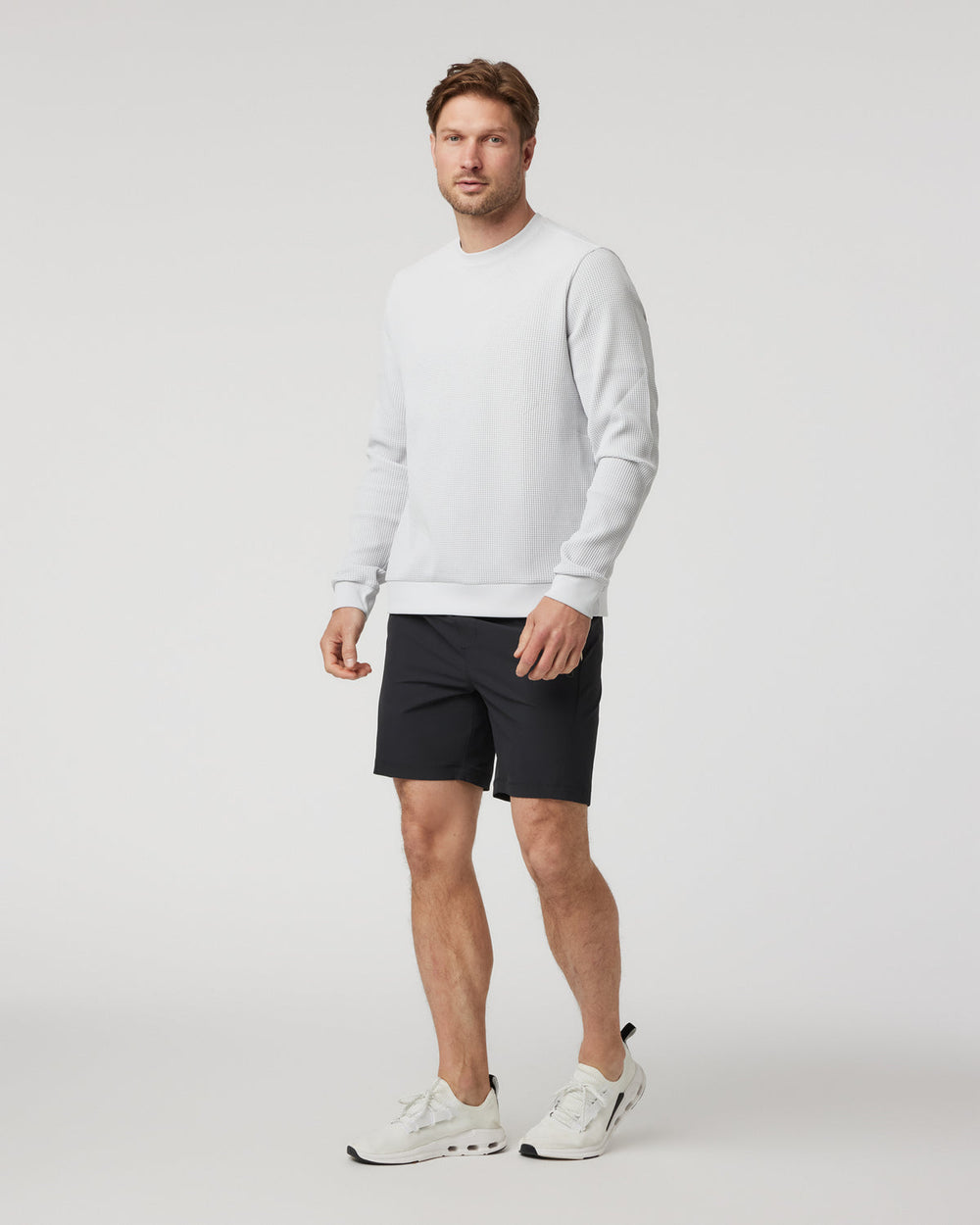 Jamestown Crew Men's Frost Grey Waffle Crewneck | Vuori US