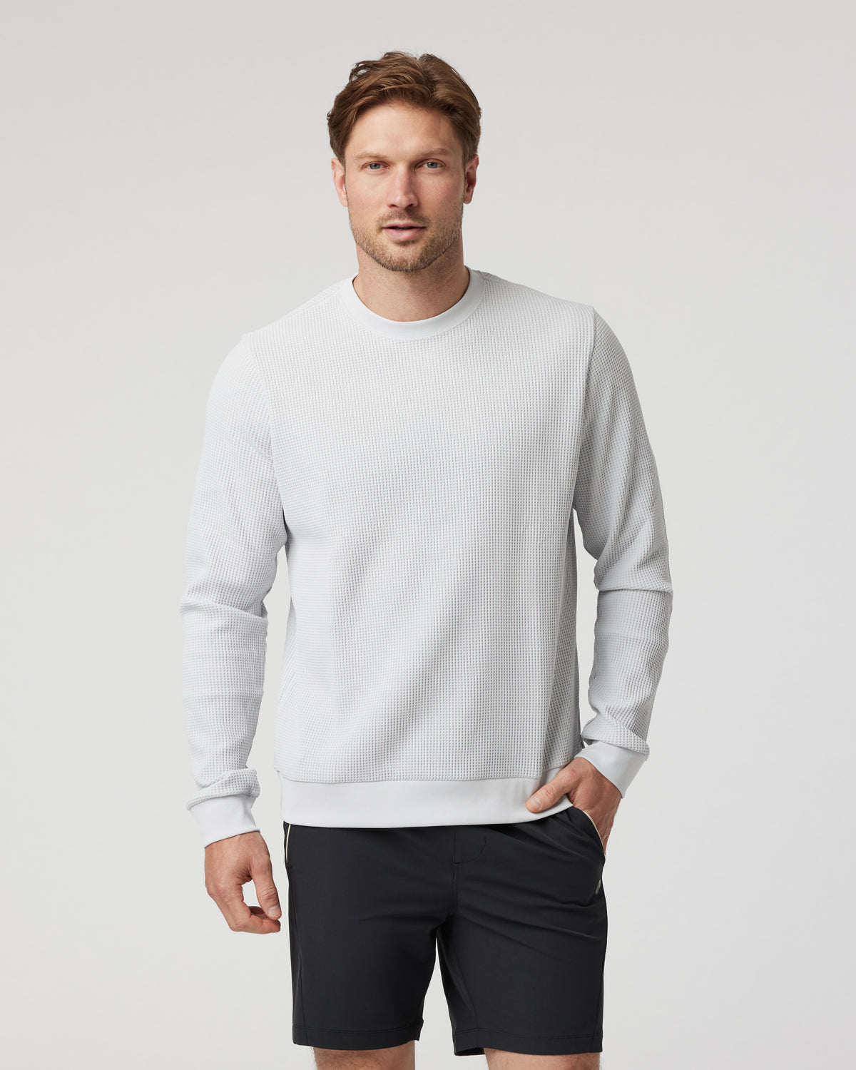 Jamestown Crew Men's Frost Grey Waffle Crewneck | Vuori US