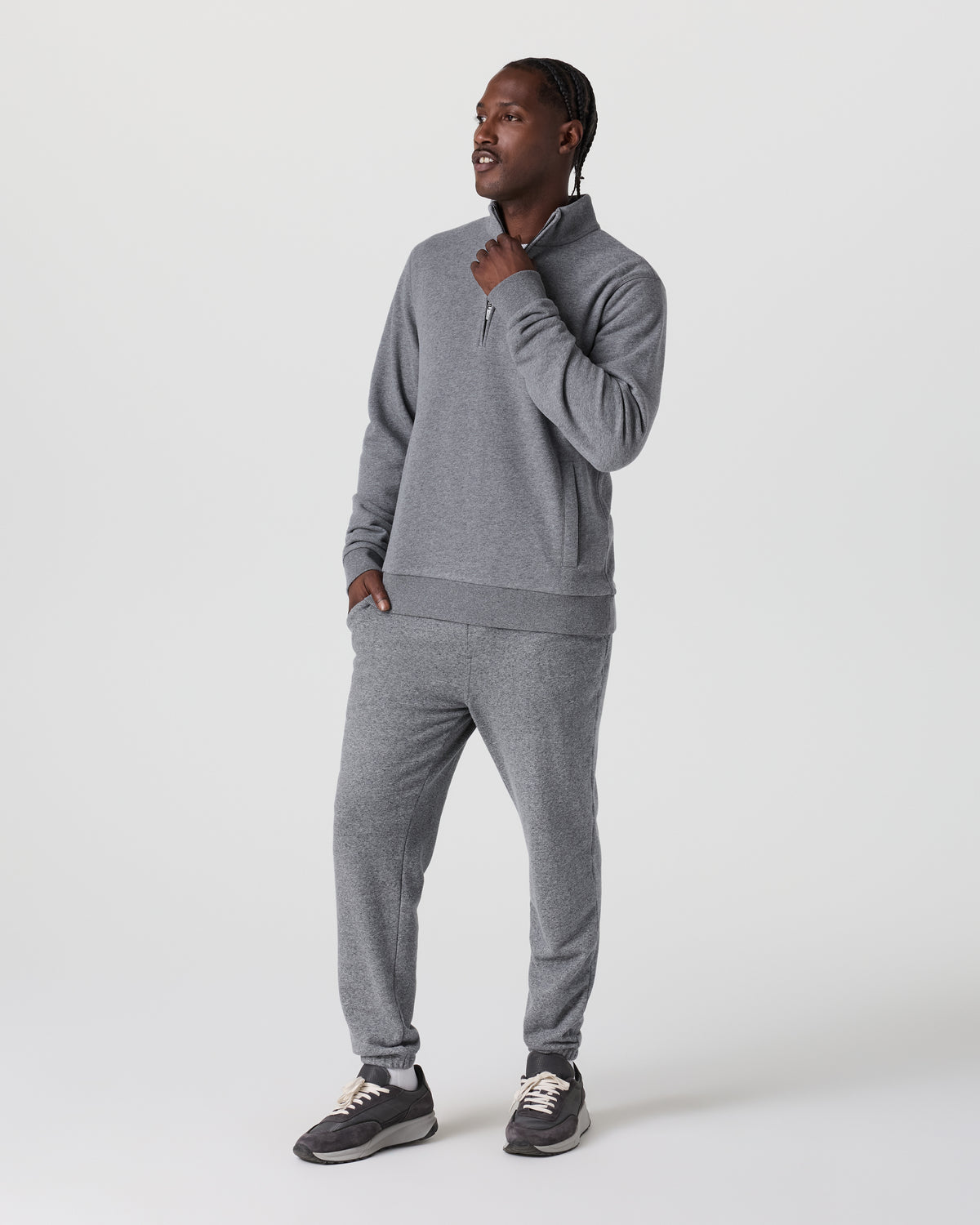 Cypress 1/4 Zip 2.0 Heather Grey | Vuori