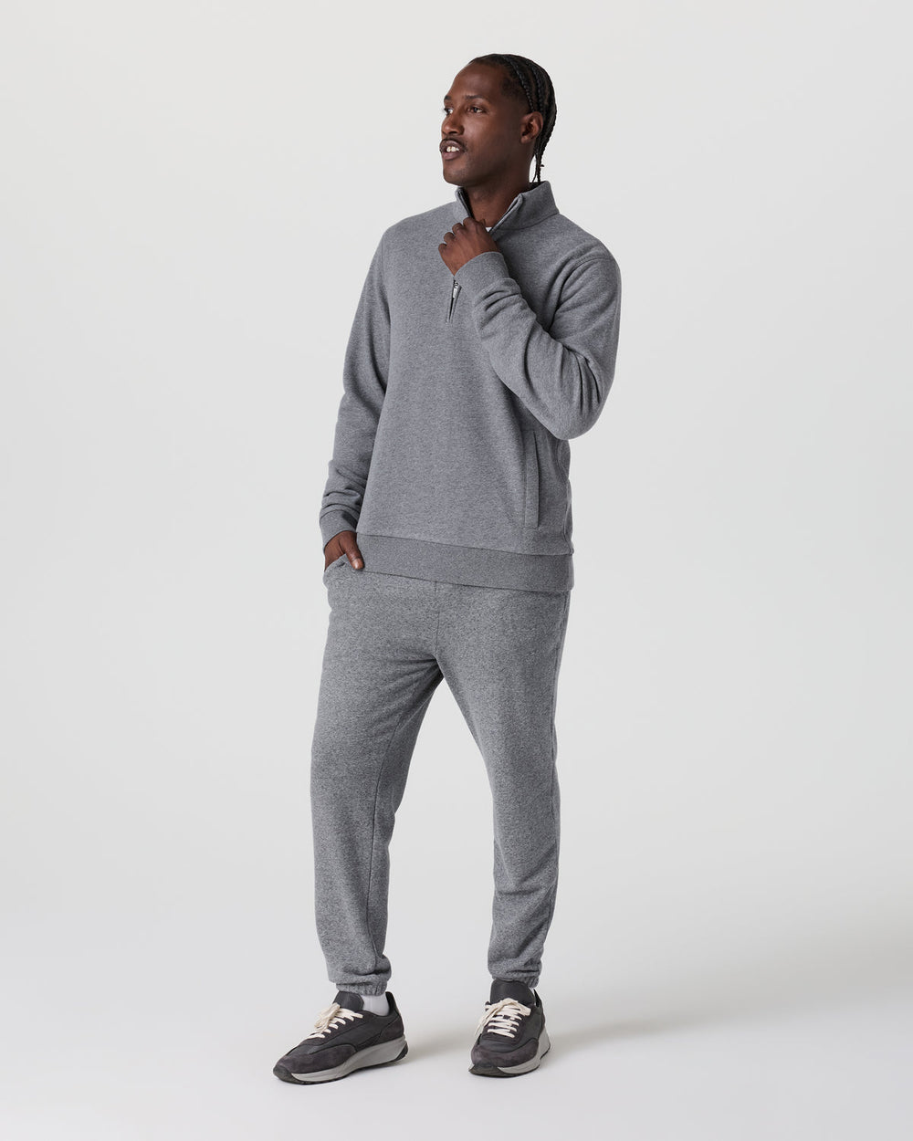 Cypress 1/4 Zip 2.0 Heather Grey | Vuori