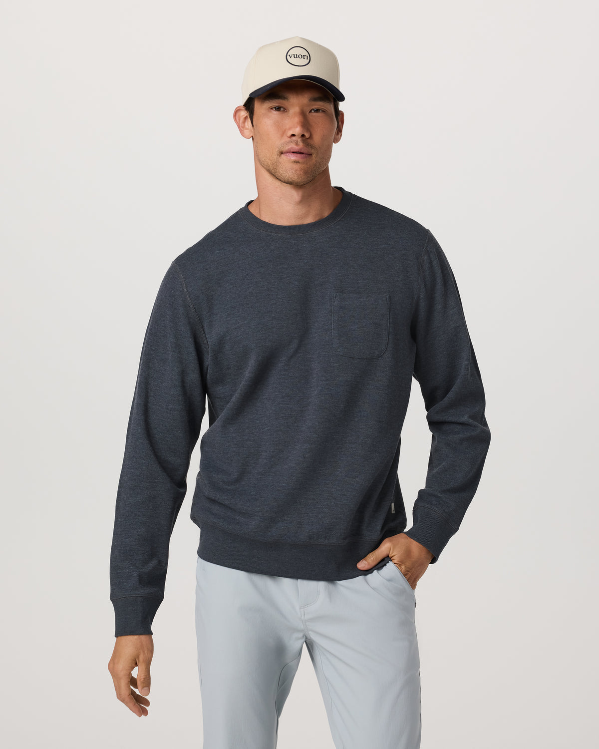 Jeffreys Crew 2.0 Men's Navy Heather Pullover Crewneck | Vuori Online