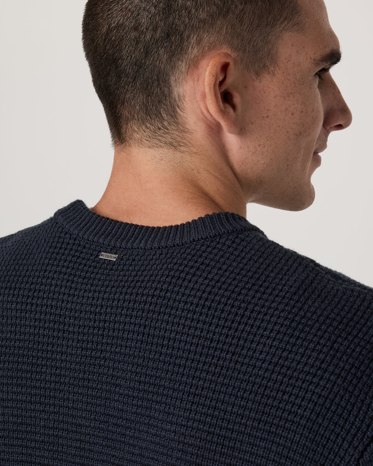 Denver Waffle Crew Sweater Men's Navy Wool Sweater | Vuori US