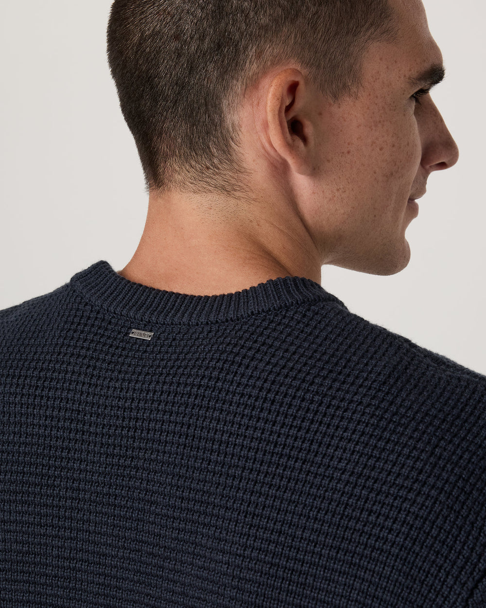 Denver Waffle Crew Sweater Men's Navy Wool Sweater | Vuori US