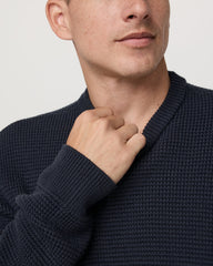 Denver Waffle Crew Sweater Men's Navy Wool Sweater | Vuori US