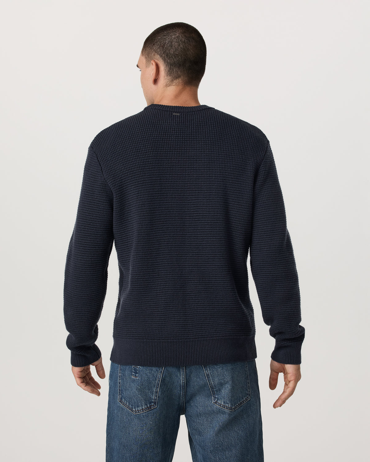 Denver Waffle Crew Sweater Men's Navy Wool Sweater | Vuori US
