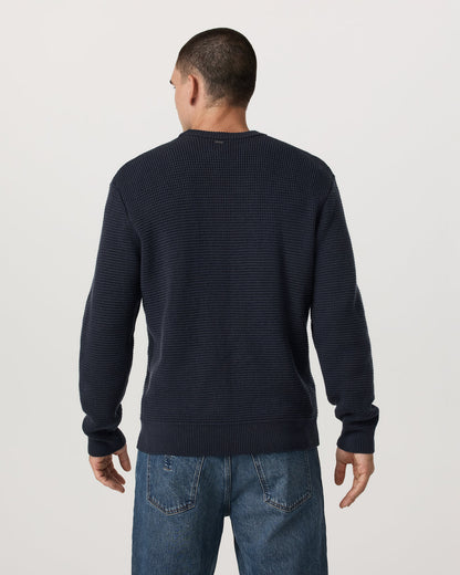 Denver Waffle Crew Sweater Men's Navy Wool Sweater | Vuori US