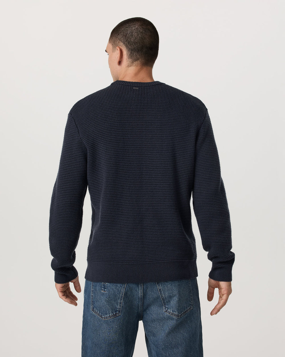 Denver Waffle Crew Sweater Men's Navy Wool Sweater | Vuori US