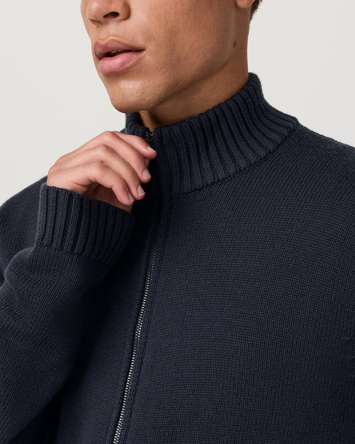 Denver Full Zip Sweater Men's Navy Zip Sweater | Vuori Clothing