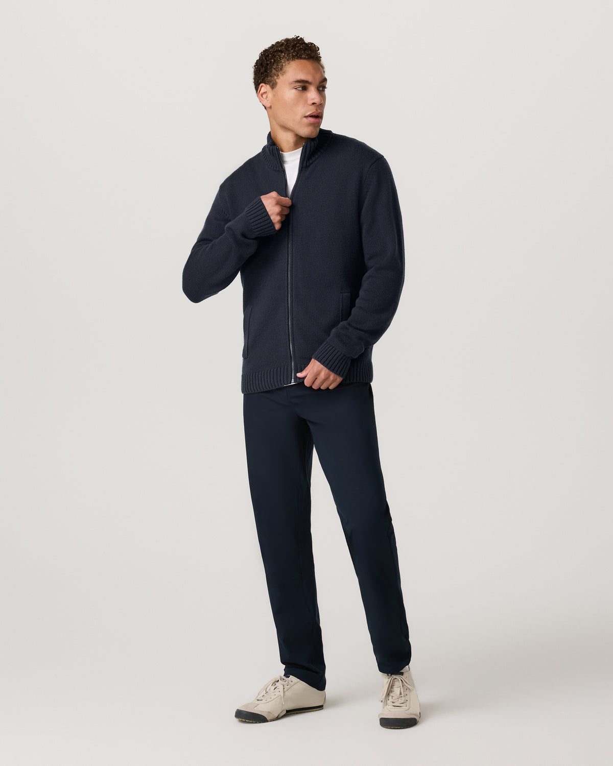 Denver Full Zip Sweater Men's Navy Zip Sweater | Vuori Clothing