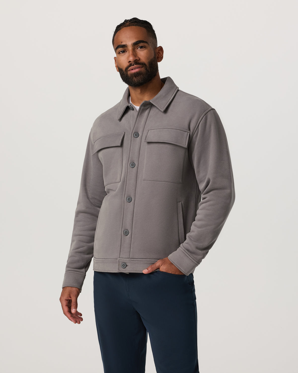 Seaside Shirt Jacket Men's Cavern Grey Lifestyle Jacket | Vuori On sale