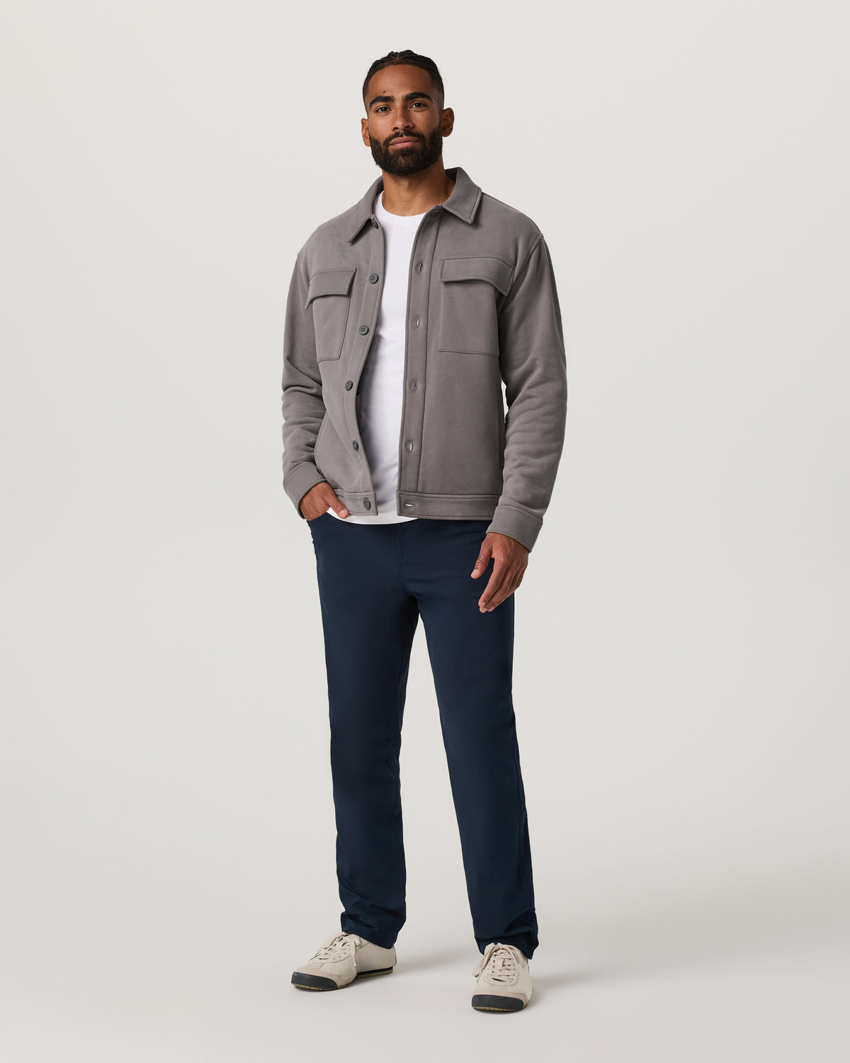 Seaside Shirt Jacket Men's Cavern Grey Lifestyle Jacket | Vuori On sale