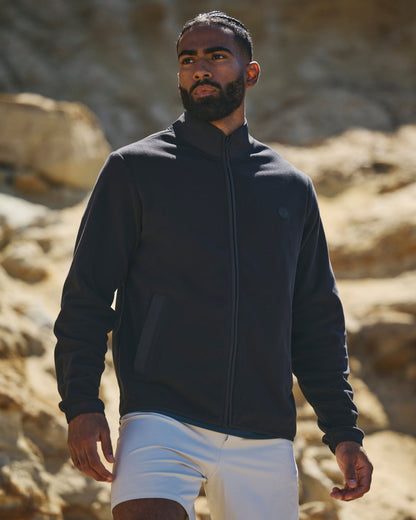 Aspen Full Zip Jacket Black Fleece Jacket | Vuori For sale