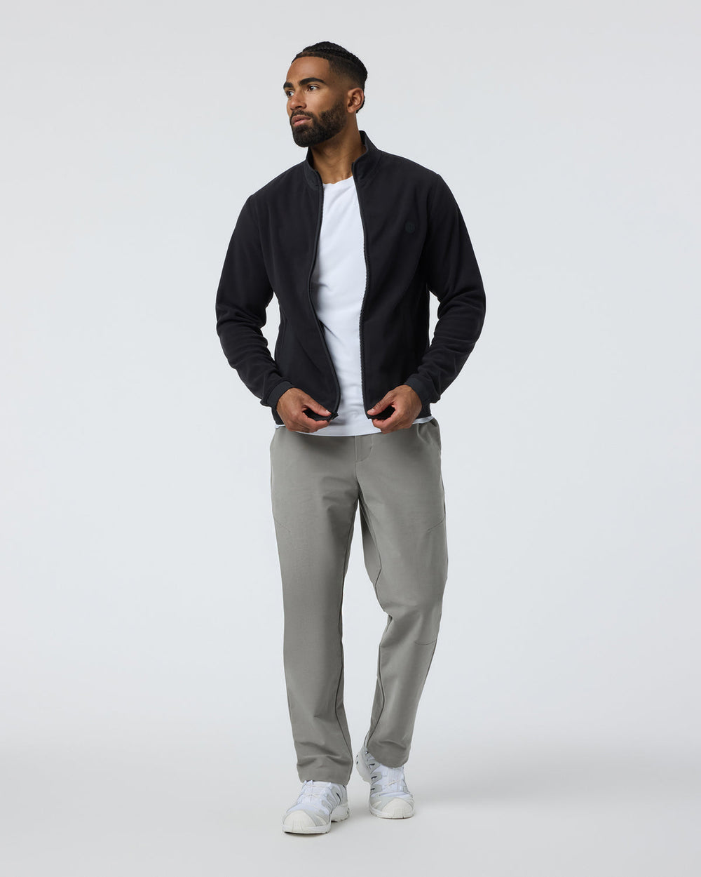 Aspen Full Zip Jacket Black Fleece Jacket | Vuori For sale