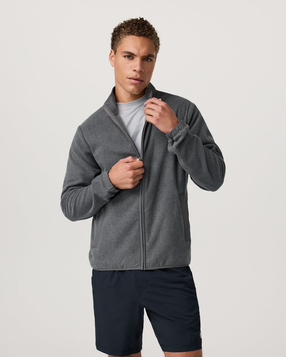 Aspen FZ Jacket Men's Heather Grey Full-Zip Jacket | Vuori US