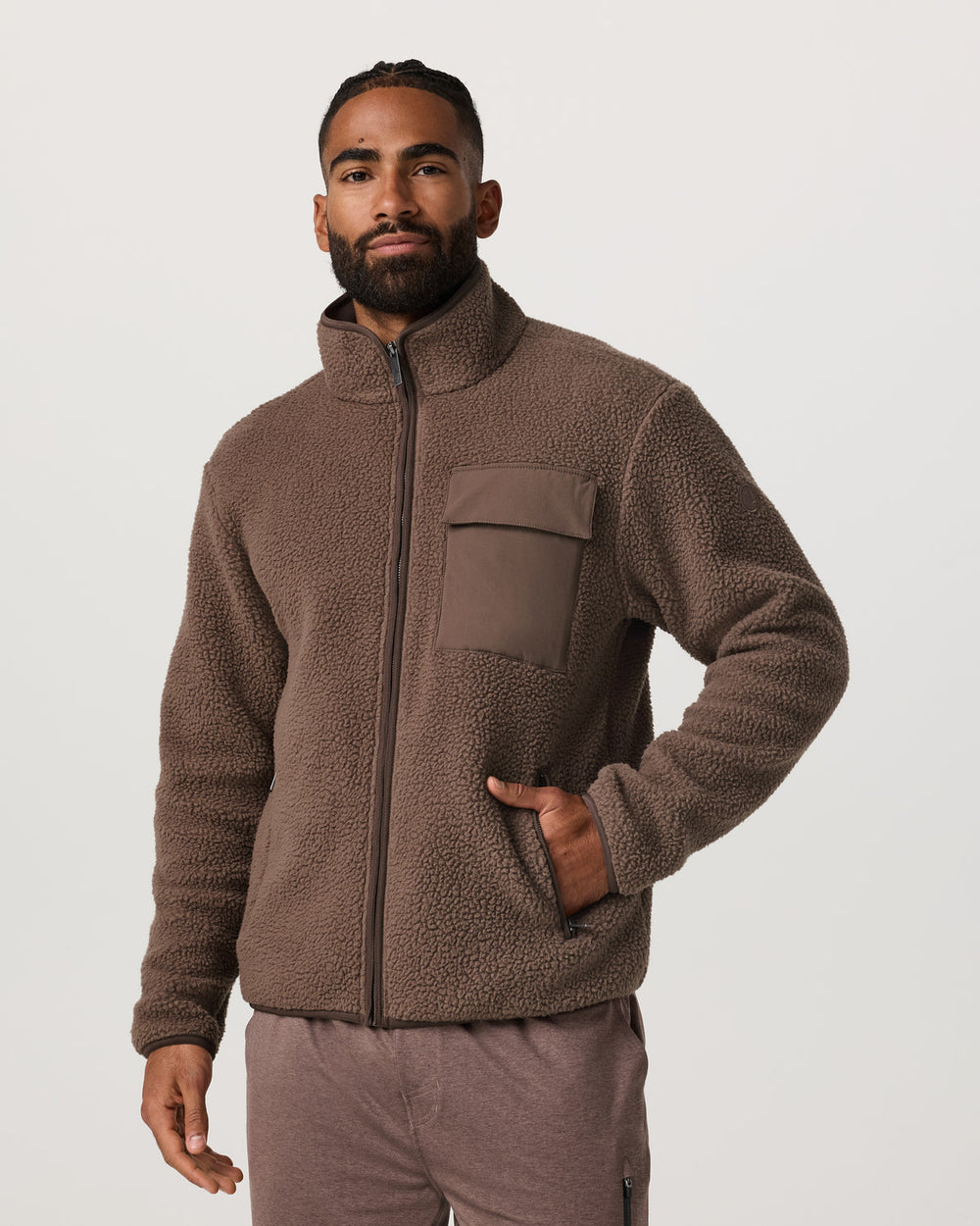 Alpine Fleece Full Zip Men's Elm Mock Neck Jacket | Vuori