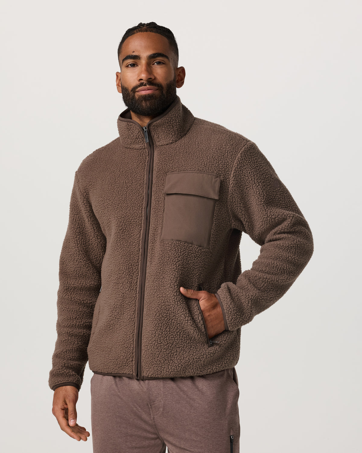 Alpine Fleece Full Zip Men's Elm Mock Neck Jacket | Vuori