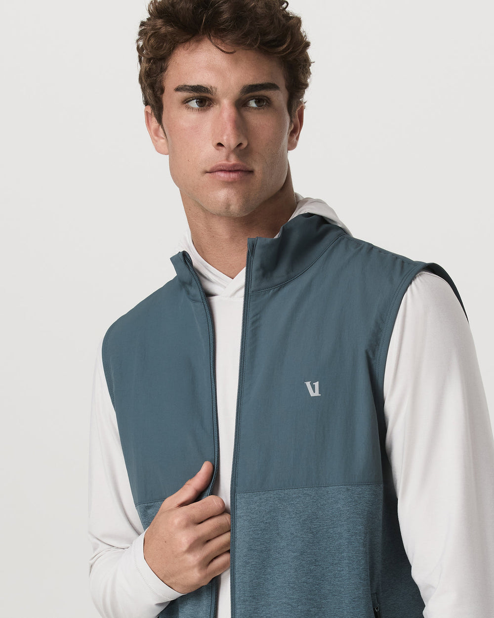 Sunday Element Vest Blue Sea Heather Full-Zip Vest | Vuori On sale