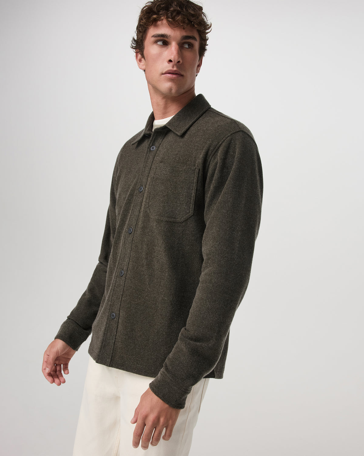 Beach Fleece Shirt Jacket Dark Oregano Heather Jacket | Vuori US