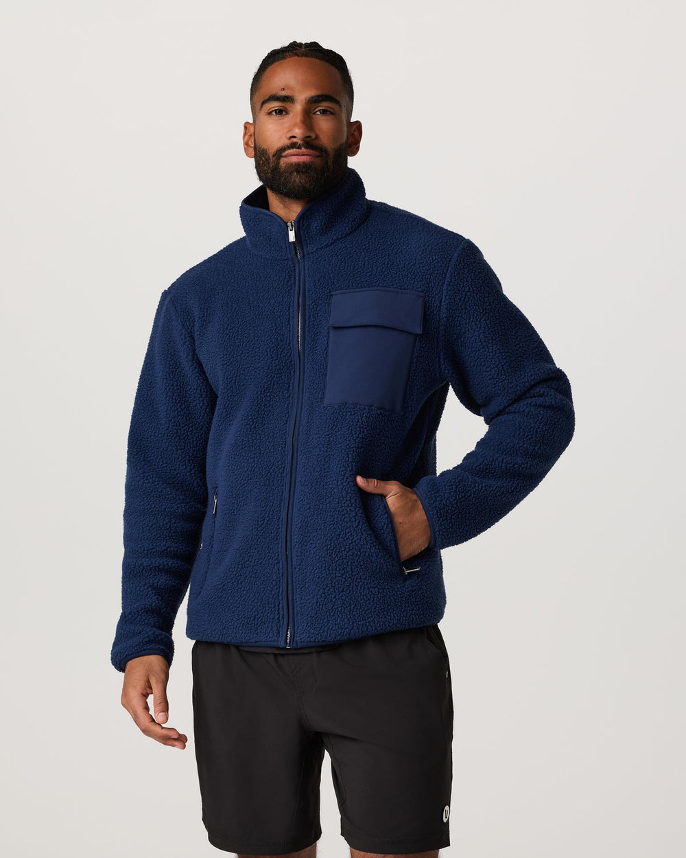Alpine Fleece Full Zip Men's Blue Coast Mock Neck Jacket | Vuori Sale