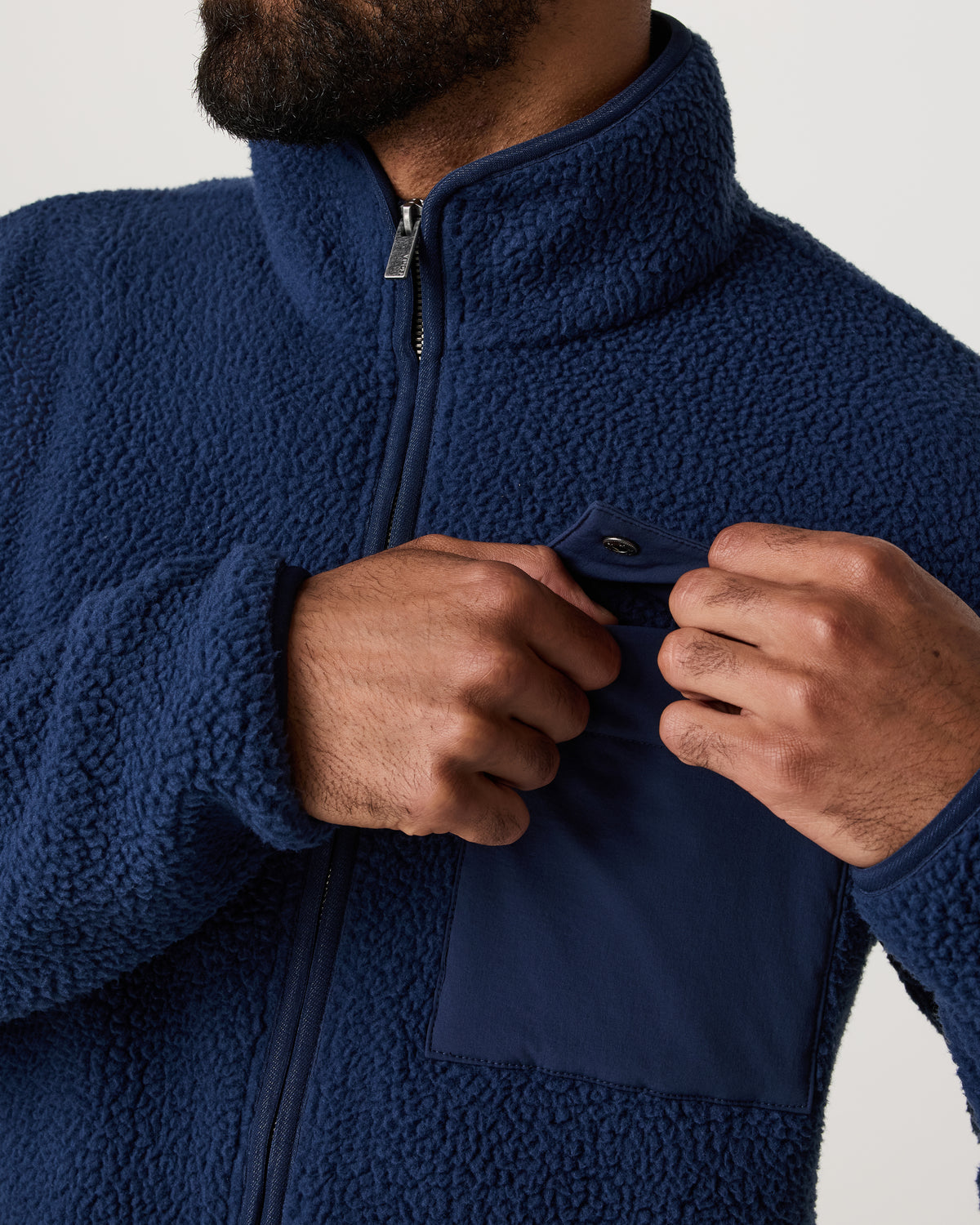 Alpine Fleece Full Zip Men's Blue Coast Mock Neck Jacket | Vuori Sale