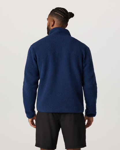Alpine Fleece Full Zip Men's Blue Coast Mock Neck Jacket | Vuori Sale