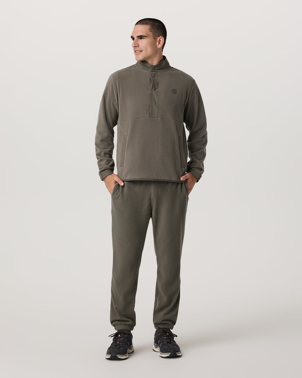 Aspen 1/2 Snap Men's Fleece Mock-Neck Pullover in Root | Vuori US