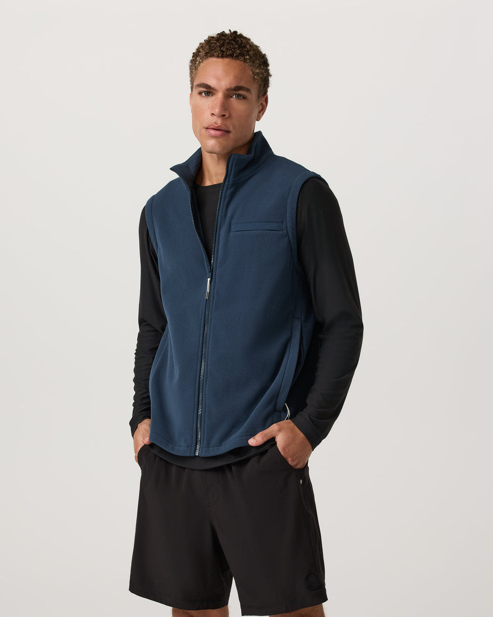 Aspen Vest Men's Ocean Blue Zip-Up Fleece Vest | Vuori Sale