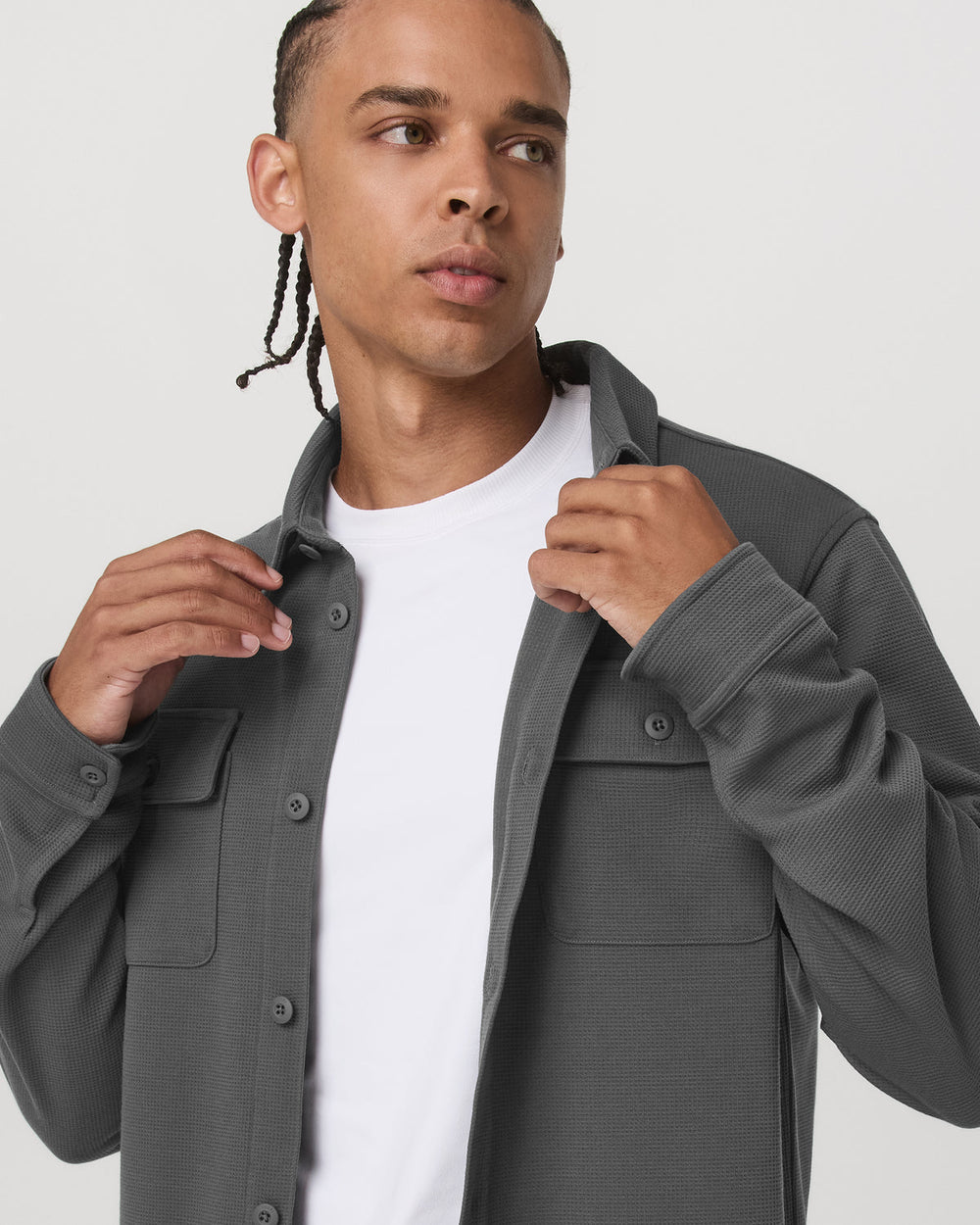 Waffle Shirt Jacket Men's Versatile Dark Pewter Jacket | Vuori On sale