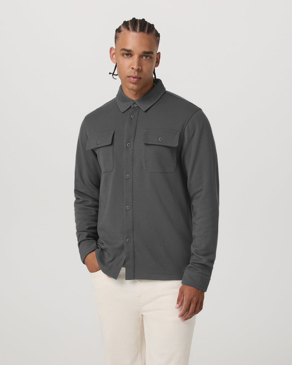 Waffle Shirt Jacket Men's Versatile Dark Pewter Jacket | Vuori On sale