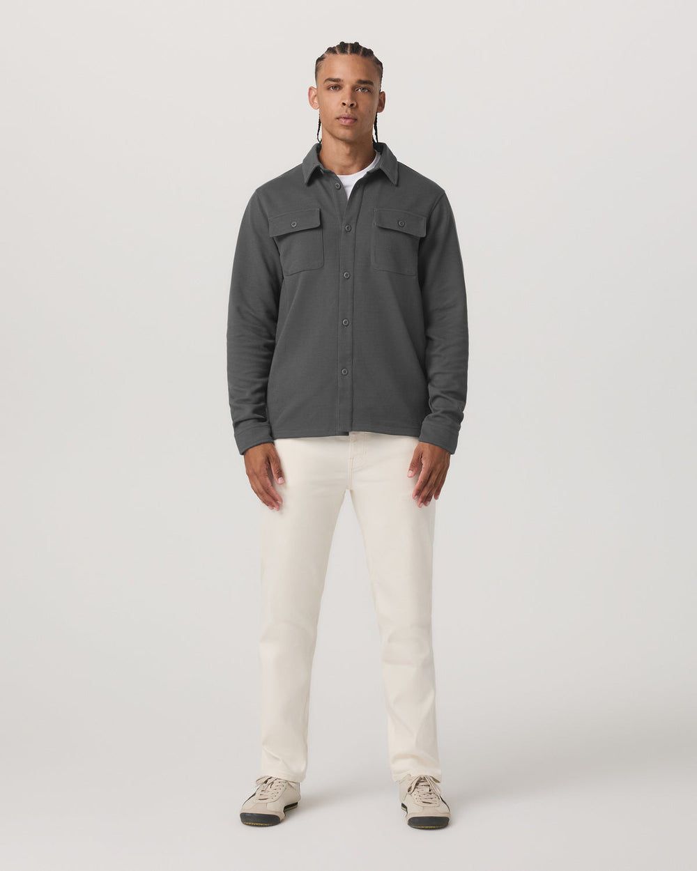 Waffle Shirt Jacket Men's Versatile Dark Pewter Jacket | Vuori On sale