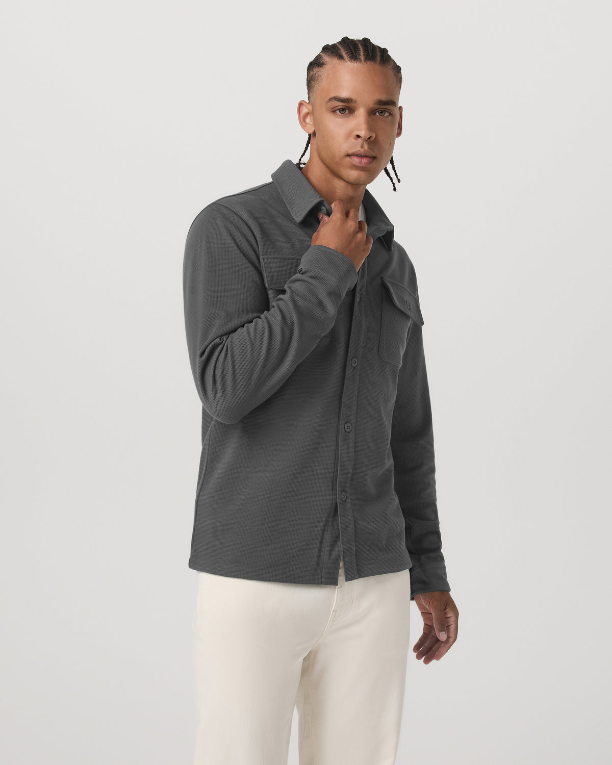 Waffle Shirt Jacket Men's Versatile Dark Pewter Jacket | Vuori On sale