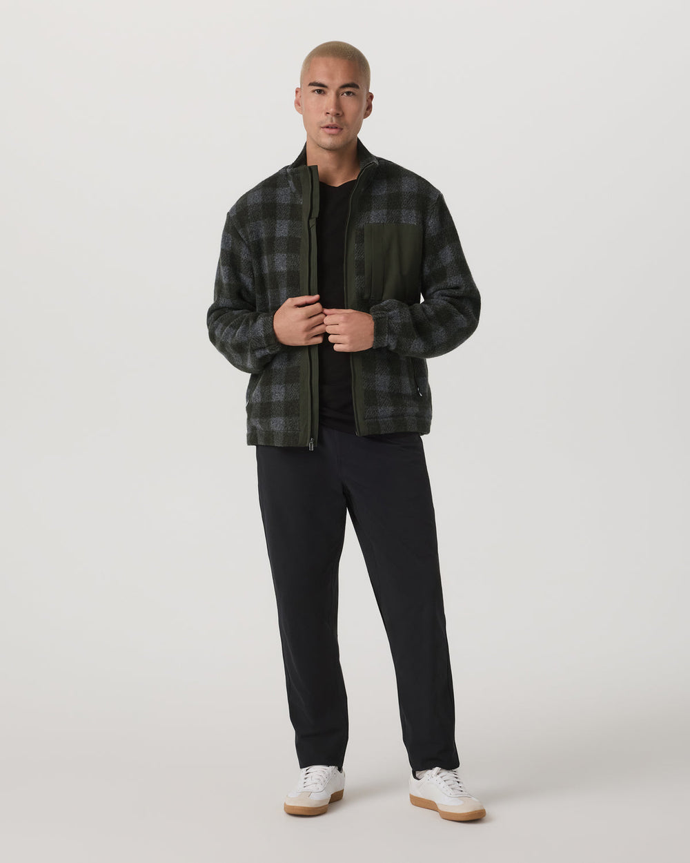 Ridge Fleece Jacket Men's Olive Plaid Zip-Up | Vuori