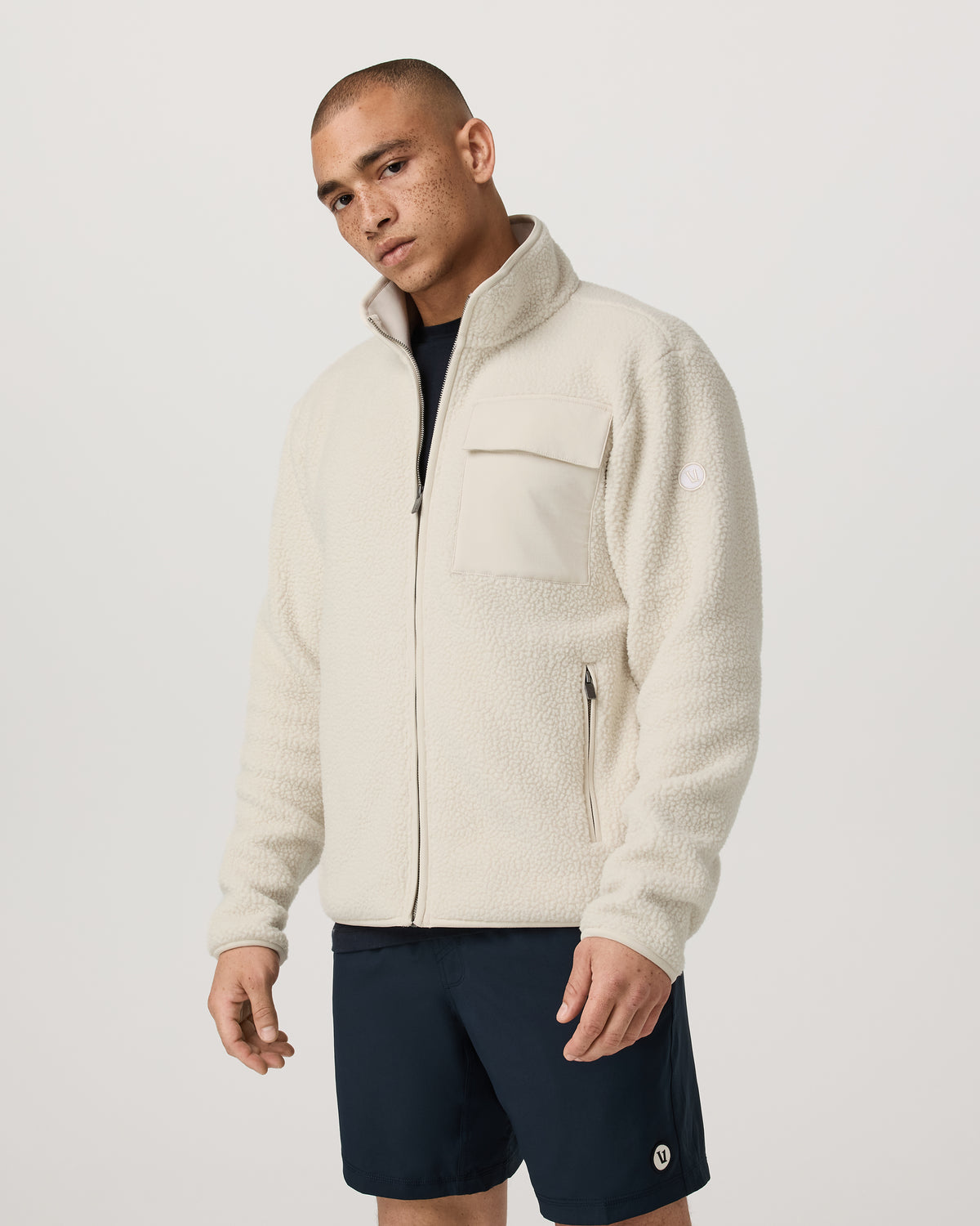 Alpine Fleece Full Zip Men's Bone Mock Neck Jacket | Vuori Discount