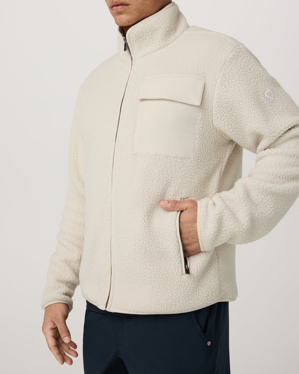 Alpine Fleece Full Zip Men's Bone Mock Neck Jacket | Vuori Discount