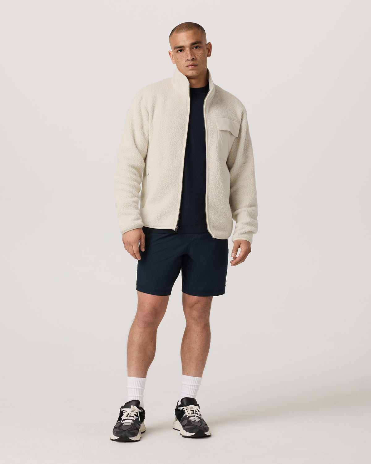 Alpine Fleece Full Zip Men's Bone Mock Neck Jacket | Vuori Discount
