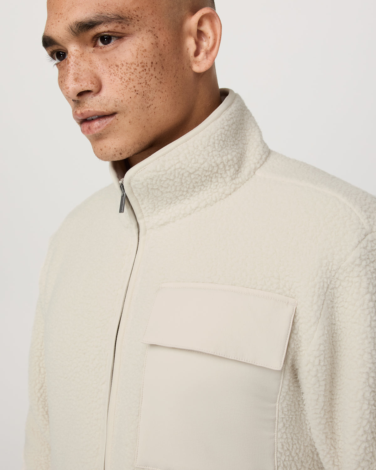 Alpine Fleece Full Zip Men's Bone Mock Neck Jacket | Vuori Discount