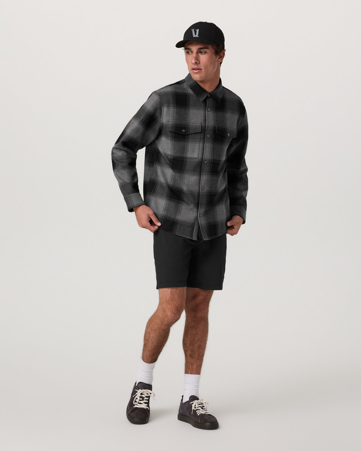 Range Shirt Jacket 2.0 Men's Dark Pewter Plaid Jacket | Vuori For sale