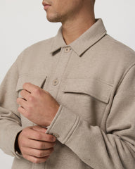 Seaside Shirt Jacket Men's Acorn Heather Fleece Jacket | Vuori US