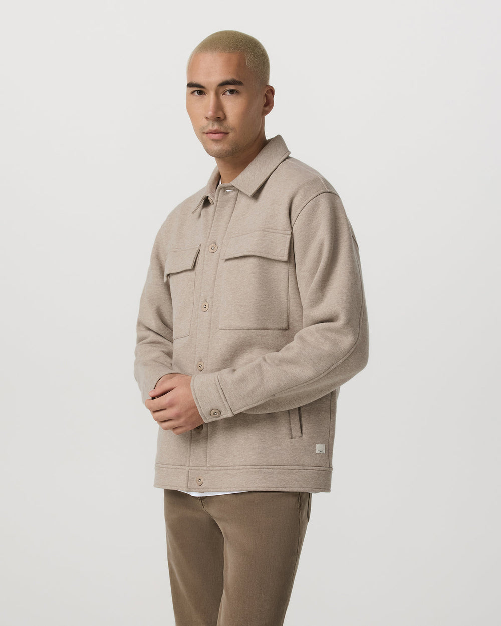 Seaside Shirt Jacket Men's Acorn Heather Fleece Jacket | Vuori US