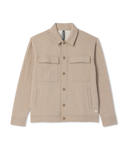 Seaside Shirt Jacket Men's Acorn Heather Fleece Jacket | Vuori US